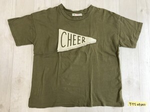 BEAMS HEART ビームスハート レディース フラッグ風ワッペン 半袖Tシャツ カーキ