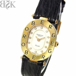 ロベルジェ レディース 腕時計 宝飾時計 12Pダイヤ クォーツ 18K 750 イエローゴールド アイボリー文字盤 総重量約17.9g 動作品 ROBERGE 〓