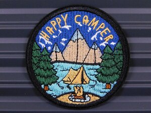 ◆送料\110◆【HAPPY CAMPER・キャンプ】※《アイロン刺繍ワッペン》　アメリカン雑貨　刺繍ワッペン　アイロンワッペン