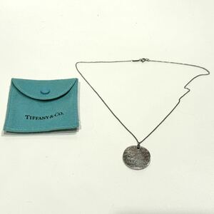 TIFFANY & Co. ノーツ ラウンド プレート ネックレス AG925 廃番レア品 美品格安!