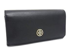 1円 ■極美品■ TORY BURCH トリーバーチ レザー 二つ折り 長財布 ウォレット 札入れ 小銭入れ レディース ブラック系 BI8362