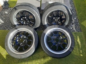 【ツライチ】スプリントハート 165/50R15 ハイグリップタイヤ カプチーノ DUNLOP タケチプロジェクト アルミホイール アルトワークス AZ-1