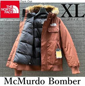 ◆モデル出品◆新品 XLサイズ ノースフェイス マクマード ボンバー 極暖600フィル パーカ付グースダウンジャケット ダークオーク/茶