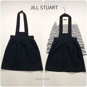 JILL STUART ジルスチュアート . ブラック ウール ホルターネック ジャンパースカート 吊りスカート 日本製 送料無料