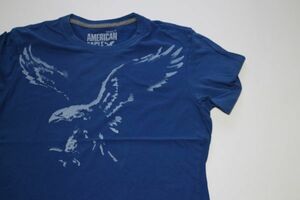 【古着アメリカンイーグルアウトフィッターズプリントTシャツ青M】AMERICANEAGLE OUTFITTERS格安スタート