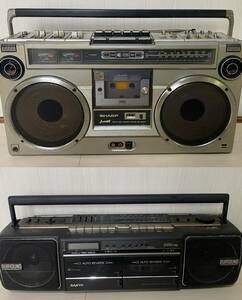 オーディオ機器　ラジオ　その2　シャープ ラジオ付テープレコーダー/GF-303ST・サンヨー U4-W75　2点　検：アンティーク　昭和レトロ