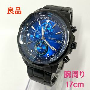 良品☆電池新品☆送料込☆セイコー SEIKO ワイアード WIRED クロノグラフ スモセコ メンズ腕時計 ザ・ブルー VK67-K090 AGAW421 