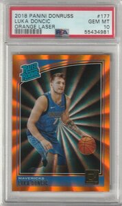 2018 PANINI DONRUSS LUKA DONCIC 177 ORANGE LASER PSA 10 RC