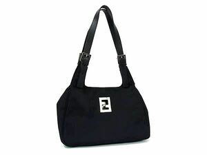 1円 ■美品■ FENDI フェンディ ズッカ ナイロン ショルダーバッグ ハンドバッグ 肩掛けかばん レディース ブラック系 FD2907