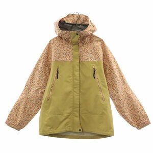 フォックスファイヤー アウトドア 花柄 長袖 マウンテンパーカー M ベージュ系 Foxfire 収納袋付き ロゴ刺繍 レディース