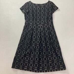 247 TALBOTS タルボット 総レース 半袖 タック ワンピース ドレス 花柄 サイズ4 ブラック カジュアル パーティー 上品 40208AJ