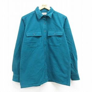 古着 エルエルビーン LLBEAN 長袖 ヘビー フランネル シャツ レディース 80s 青緑系 23sep16 中古 ブラウス トップス 2OF