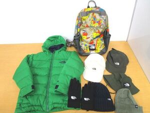 11208RMZ◎THE NORTH FACE ノースフェイス キッズ・ベビー 子供用 ダウンジャケット/リュック/帽子/手袋 8点セット◎中古