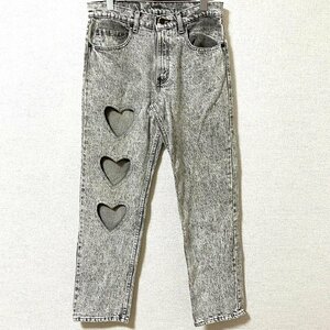 (^w^)b リーバイス USA製 80s 90s ヴィンテージ 505‐0560 霜降り ハート くり抜き デニム ジーンズ パンツ Levi’s ジッパーフライ W33