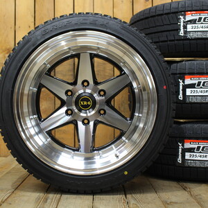 200系 ハイエース オーバーフェンダーサイズ 18インチ 9J+25 ファブレス XR-6 ワイド 225/45R18 新品 スタッドレスタイヤ 4本SET