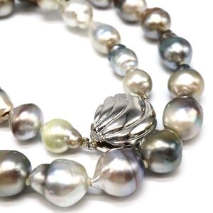 1円〜!!▼南洋黒蝶真珠ネックレス▼D 約53.0g 約45.5cm 約8.5-11.0mm珠 pearl パール necklace jewelry プリンセス DH0/EA0 S1007