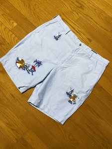 美品☆【POLO RALPH LAUREN】ポニー・ベア・ヨット刺繍 CLASSIC FIT コットンショーツ パンツ 40 ポロ ラルフローレン