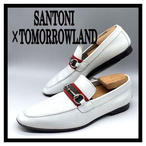 SANTONI × TOMORROWLAND [サントーニ × トゥモローランド] 別注 ビットローファー スリッポン レザー ホワイト UK7 26cm 革靴 シューズ