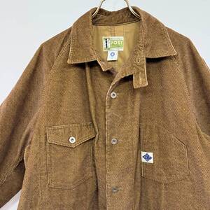 希少《 Good Condition / Old Model / Large 》90s 美品【 POST OVERALLS プリント コーデュロイ ヘリンボーン エンジニア ジャケット】