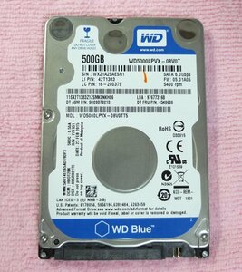 ウエスタンデジタル WD 2.5インチ HDD 500GB 厚さ7mm 使用時間14720H