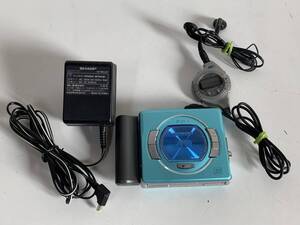 Hu416◆SHAPE シャープ◆MDプレーヤー Mini Disc MDヘッドホンプレーヤー 301 MD-SS301-A ブルー系 LCD REMOTE CONTROL オーディオ機器