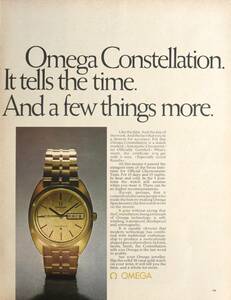 稀少・時計広告！1970年オメガ 時計広告/Omega Constellation Automatic Chronometer Watch/H