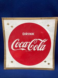 10 コカコーラ 看板 昭和レトロ 縦幅約43.8cm 横幅約43.6cm Coca-Cola 当時物 DRINK 雑貨 インテリア【1円スタート】