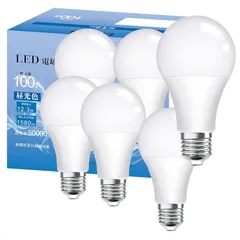 LED電球 E26口金 100W形相当 12.3W 昼光色 6500K 1580lm 高輝度 広配光タイプ 高演色 省エネ 密閉形器具対応 調光不可 6個入 (100W形 昼光色)