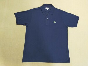 超特価!日本製!BEAMS購入!ほぼ未使用!美品即決!LACOSTE ラコステ L1212 メンズ 鹿の子 コットン 半袖 ポロシャツ NAVY 無地 size 5