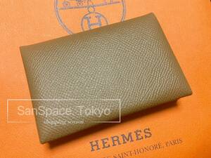 希少 新品 エルメス カルヴィ カードケース 名刺入れ エプソン アルザン&ビスキュイ HERMES Calvi Card Case Epson Alezan&Biscuit NEW