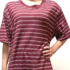 REVOLUTION Tシャツ ボーダー レッド 赤 XL 古着