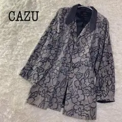 CAZU テーラードジャケット 花柄 黒とグレー ピッグスキン 総柄 本革