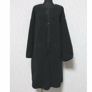 新品同様 21AW archi アーキ BOA FLEECE PIPING COAT ボアフリース ウエストベルト ミドル丈 ノーカラーオーバーコート S ブラック ◆