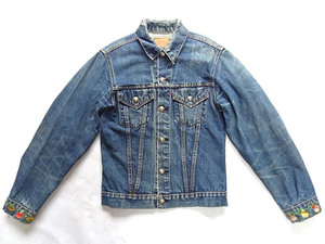 ビンテージ LEVIS リーバイス 希少 70S 70505 ビッグE コンチョ ボタン アート 刺繍 カスタム デニム ジャケット ジージャン レア 557 硬貨