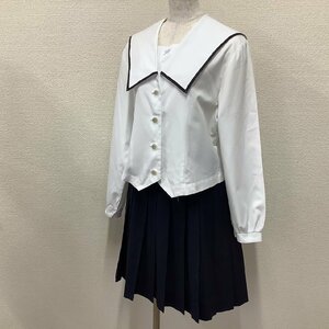 I158/Y(中古)山形 谷地高校 女子制服2点 /指定品/現行/大きめ/3L/W75/合服セーラー/夏スカート/変形型/セーラーブラウス/夏服/合服/学生服