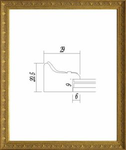 デッサン用額縁 UVカットアクリル付 8206 四ッ切 アンティークゴールド 金