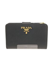 PRADA◆2ツ折サイフ/牛革/BLK/レディース//