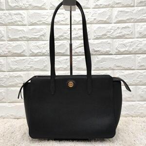 Tory Burch　トリーバーチ　トートバッグ　黒　金具　シボ革　レザー