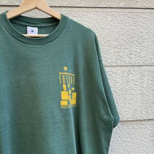 90s USA製 深緑 プリントTシャツ 半袖Tシャツ DELTA デルタ ダークグリーン ワンポイント アメリカ製 古着 vintage ヴィンテージ XLサイズ