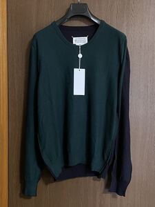 S新品60%off メゾンマルジェラ Spliced 再構築 ニット セーター 20AW size S 44 Maison Margiela 10 メンズ ダークグリーン ダークネイビー