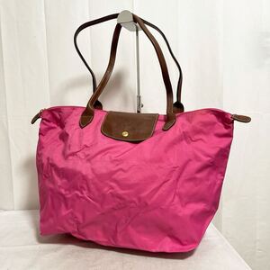 和401★ LONGCHAMP LES PLIAGES ロンシャン ルプリアージュ SHOPPING トートバッグ ビッグ 肩掛けバッグ ピンク レディース フランス製