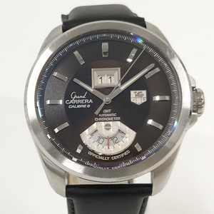 TAGHEUER グランドカレラ GMT メンズ 腕時計 自動巻 SS レザー ブラウン文字盤 WAV5113