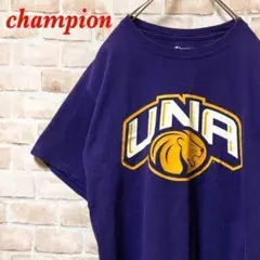 【ワンポイント刺繍】champion UNA プリントロゴ　Tシャツ パープルM