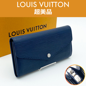 【超美品】ルイヴィトン LOUIS VUITTON エピ ポルトフォイユ・サラ アンディゴブルー フラップ式 M60585 長財布 送料無料 送料込み