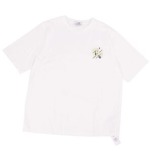 未使用 エルメス HERMES Tシャツ カットソー 23SS 半袖 ショートスリーブ レザーパッチ トップス メンズ XL ホワイト cf04dm-rm10c14789