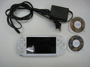 ◆SONY◆ ソニー PSP-3000 プレイステーション ポータブル パールホワイト 初期化済 動作確認済み おまけ UMD モンスターハンター2本付き