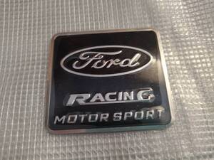 【ゆうパケット送料込】Ford RACING（フォード レーシング）エンブレムプレート ブラック　縦5.5cm×横6㎝　