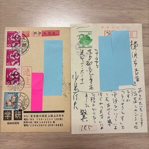 小島信夫！肉筆葉書！2点　1997年ペン書　21行　昭和39年ペン書　4行