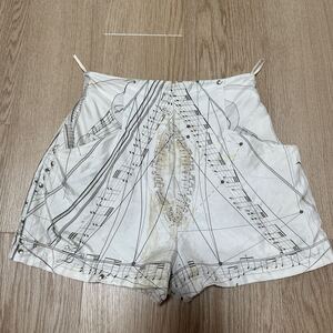 Herms エルメス シルク 音符柄 ハーフパンツ size 36 レディース