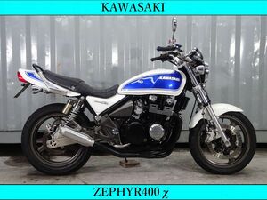 ☆お得な新規車検2年付 KAWASAKI ゼファー400 χ モリワキモナカ タックロールシート ブルーボール 低走行車両 YouTubeにて動画見れます